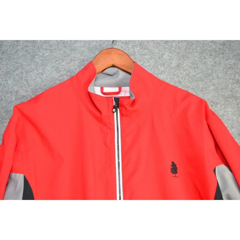 FootJoy Hydro Lite‎ Jacket Golf Coats Mens Large Red Gray Full Zip Long Sleeve